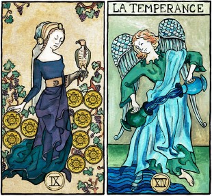  - Illustrations for the tarot deck of Marseille-Waite. Le Bateleur et le Pendu