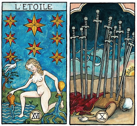 Tarot Marseille-Waite Médiéval - Encres, gouache - 2017