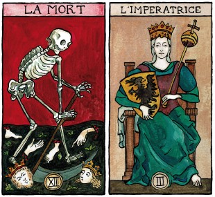  - Illustrations for the tarot deck of Marseille-Waite. Le Bateleur et le Pendu