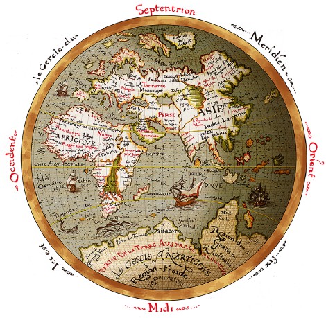 Mappemonde Renaissance - Crayon et plume - 