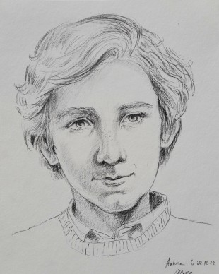  - Portrait d'enfant 24 x32 cm, crayon sur papier Torchon